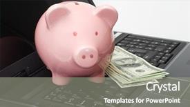  Presentation with banking - Beautiful theme featuring dollars and laptop - internet banking backdrop and a gray colored foreground