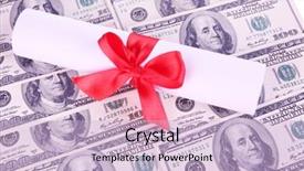  Presentation with diploma - Presentation featuring university diploma on dollars background cost of education conceptual photo background and a lemonade colored foreground