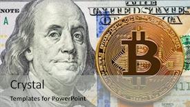  Presentation with bitcoin - Presentation theme featuring dollars close up electronic crypto background and a light gray colored foreground