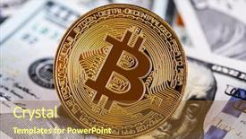  Presentation with bitcoin - Audience pleasing theme consisting of dollars close up electronic crypto backdrop and a tawny brown colored foreground