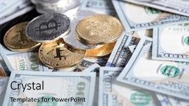  Presentation with bitcoin - Theme featuring dollars close up electronic crypto background and a lemonade colored foreground