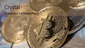  Presentation with money bitcoin crypto currency gold - PPT layouts consisting of dollars close up electronic crypto background and a coral colored foreground