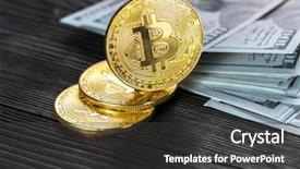  Presentation with bitcoin - Presentation featuring dollars close up electronic crypto background and a dark gray colored foreground