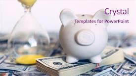  Presentation with sand clock - Audience pleasing slides consisting of piggy moneybox with dollar cash backdrop and a pink colored foreground