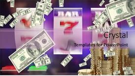  Presentation with slot machine - Amazing PPT theme having raining numbers - dollars falling against blurred motion backdrop and a coral colored foreground