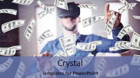  Presentation with flying - Beautiful theme featuring dollars flying against man wearing backdrop and a teal colored foreground