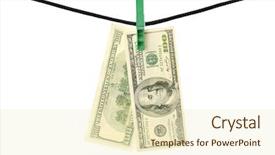  Presentation with money laundering - Cool new presentation theme with dollars hanging on a string backdrop and a soft green colored foreground