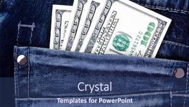  Presentation with jeans - Amazing presentation design having dollars-in-a-jeans-pocket backdrop and a ocean colored foreground