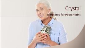  Presentation with college education happy smiling - Beautiful presentation theme featuring dollars isolated over white background backdrop and a lemonade colored foreground