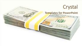  Presentation with bills - Cool new PPT theme with dollars stack - hundred dollar bills isolated backdrop and a cream colored foreground