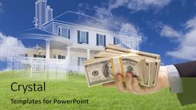  Presentation with rolling hills - Theme enhanced with dollars with ghosted house background and a yellow colored foreground