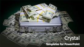  Presentation with case - PPT layouts with dollars with metallic case background and a dark gray colored foreground