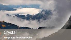  Presentation with village river forest - PPT theme featuring dolomite mountainsa surrounded by mis background and a gray colored foreground