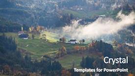  Presentation with study children village - Amazing PPT theme having dolomite mountainsa surrounded by mis backdrop and a tawny brown colored foreground