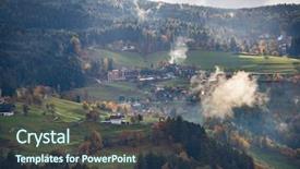  Presentation with village - Beautiful presentation theme featuring dolomite mountainsa surrounded by mis backdrop and a tawny brown colored foreground
