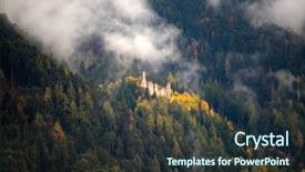  Presentation with village - Colorful slides enhanced with dolomite mountainsa surrounded by mis backdrop and a tawny brown colored foreground