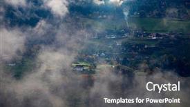  Presentation with livelihood village - Amazing slides having dolomite mountainsa surrounded by mis backdrop and a dark gray colored foreground