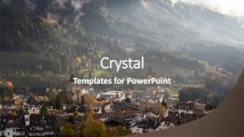  Presentation with village - Colorful theme enhanced with dolomite mountainsa surrounded by mis backdrop and a gray colored foreground