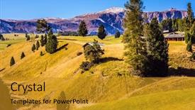  Presentation with ecotourism - Amazing slide set having dolomites - world natural heritage concept backdrop and a gold colored foreground