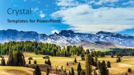  Presentation with tourism hiking - Presentation design featuring dolomites-italy-sunny-day background and a light blue colored foreground