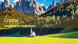  Presentation with green mountains - Beautiful PPT theme featuring dolomites tirol sunny autumn day the famous symbol of the valley val di funes - church of santa maddalena rocky peaks and forested mountains surrounded by green alpine meadows backdrop and a tawny brown colored foreground