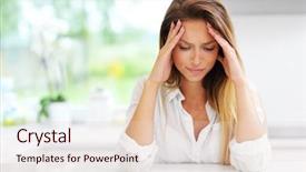  Presentation with sad woman silhouette - Slide deck featuring dolor - picture of young sad woman background and a lemonade colored foreground