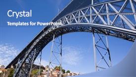 Presentation with bridge - PPT theme consisting of dom luis i bridge oporto background and a ocean colored foreground