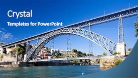  Presentation with mackinac bridge - PPT theme featuring dom luis i bridge porto background and a teal colored foreground