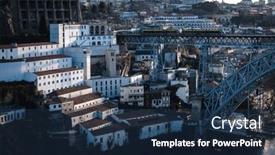  Presentation with iron - Slide set consisting of dom-luis-iron-bridge-over background and a navy blue colored foreground