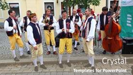  Presentation with traditional dancing - PPT theme having domazlice-czech-republic-august-9 background and a gray colored foreground