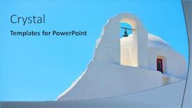  Presentation with church blue - Theme having dome-and-belfry-of-church background and a light blue colored foreground