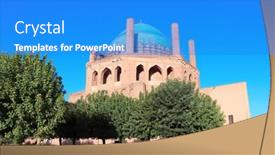  Presentation with world heritage - Presentation theme consisting of dome-of-soltaniyeh-mausoleum background and a cobalt blue colored foreground
