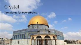  Presentation with jerusalem - Cool new slides with dome of the rock al backdrop and a light blue colored foreground