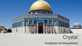  Presentation with rock - Audience pleasing theme consisting of dome of the rock backdrop and a light gray colored foreground