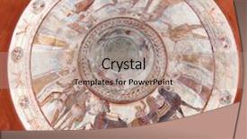  Presentation with king - Audience pleasing slides consisting of dome of the tomb of a thracian king decorated with frescoes such as a funeral feast and chariot race backdrop and a coral colored foreground