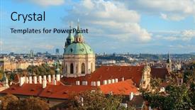  Presentation with prayers in church - Cool new slide deck with domes - prague skyline rooftop view backdrop and a light blue colored foreground