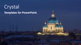  Presentation with night - Beautiful presentation design featuring domes-of-trinity-cathedral backdrop and a ocean colored foreground