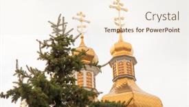  Presentation with church blue - Slide deck with domes-with-a-cross background and a sky blue colored foreground