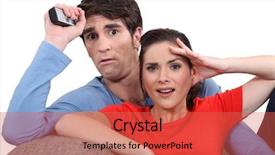  Presentation with radio and television awards - Cool new PPT theme with domestic terrorism - scared couple watching television backdrop and a  colored foreground