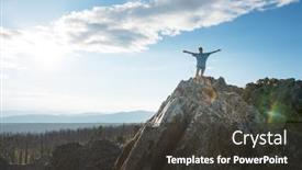  Presentation with mountain top - Audience pleasing presentation consisting of domestic-tourism-travel-lesure backdrop and a dark gray colored foreground