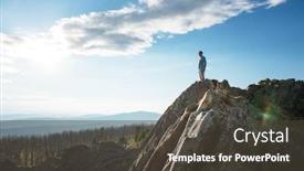  Presentation with mountain top - Presentation theme featuring domestic-tourism-travel-lesure background and a dark gray colored foreground