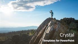  Presentation with mountain top - Beautiful presentation featuring domestic-tourism-travel-lesure backdrop and a tawny brown colored foreground