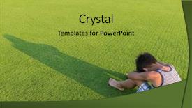  Presentation with lonely - Audience pleasing PPT theme consisting of sad lonely kid on green meadow backdrop and a yellow colored foreground