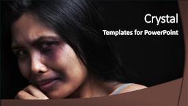  Presentation with domestic violence - PPT theme consisting of pretty young woman holding playing cards against an abstract background background and a coral colored foreground