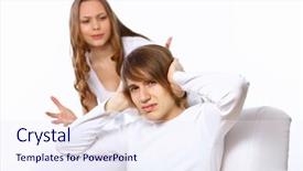  Presentation with violence women - Slide deck enhanced with domestic violence women - young man and woman angry background and a  colored foreground