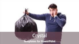  Presentation with smart garbage management - Cool new PPT theme with muncipal waste - man with garbage sack isolated backdrop and a white colored foreground