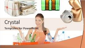  Presentation with recycling - Slide deck with recycle dustbins colors - recycling concept isolated on white background and a lemonade colored foreground