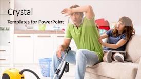  Presentation with husband and wife 3 d - Slides enhanced with husband helping leg injured wife background and a  colored foreground