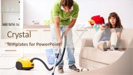  Presentation with wife - Beautiful presentation theme featuring rehabilitating housing - husband helping leg injured wife backdrop and a lemonade colored foreground