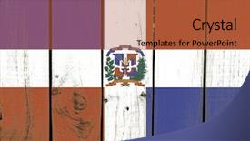  Presentation with republic dominican - Theme with dominican republic flag on wooden background and a red colored foreground